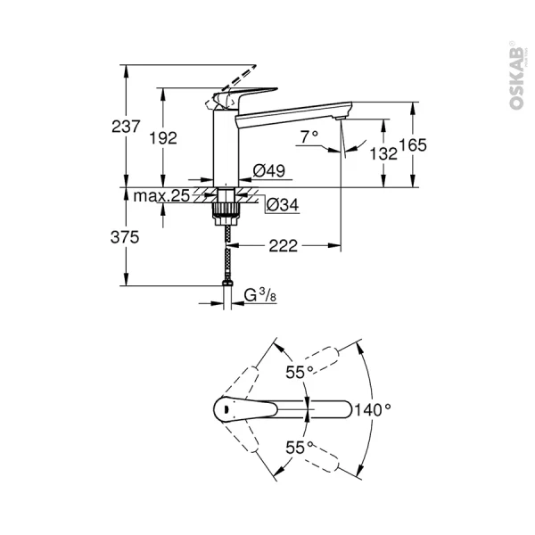 Retour gratuit en magasin. Robinet De Cuisine BAUCURVE Mitigeur, Chromé, GROHE 3