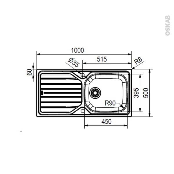 Evier De Cuisine RENO Inox Antirayures, 1 Grand Bac égouttoir, à Encastrer, FRANKE Les achats en ligne 4