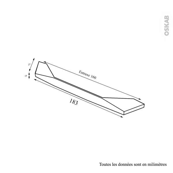 Non Existant Poignée De Meuble De Cuisine N°41 Acier Inox Gris, 18,3 Cm, Entraxe 160 Mm, SOKLEO en promotion 4