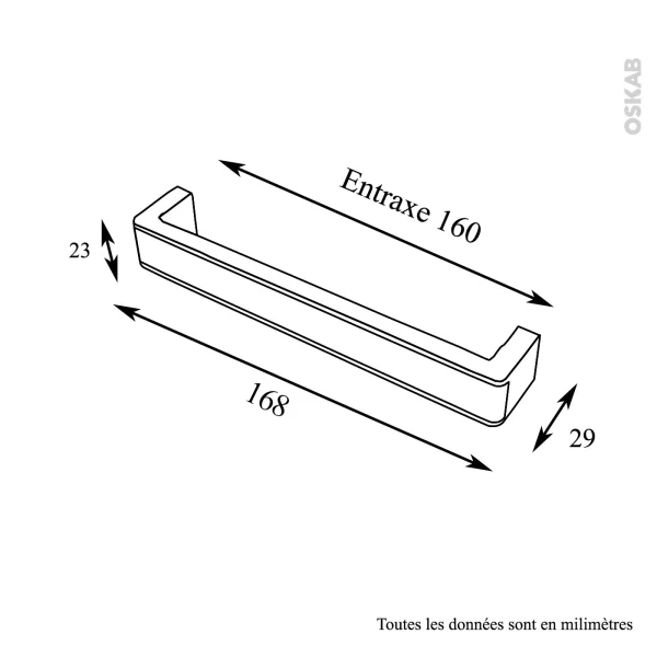 Livraison gratuite Non Existant Poignée De Meuble De Cuisine N°6 Chromé Insert Blanc, 16,8 Cm, Entraxe 160 Mm, SOKLEO 4