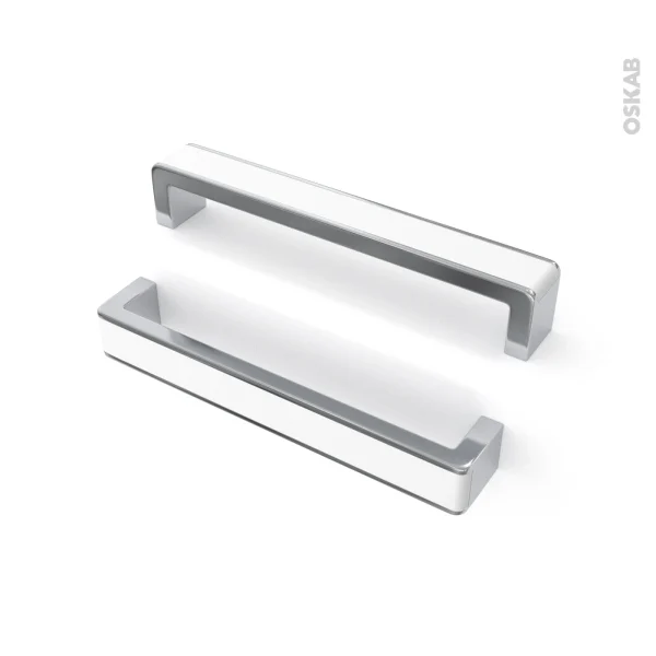 Livraison gratuite Non Existant Poignée De Meuble De Cuisine N°6 Chromé Insert Blanc, 16,8 Cm, Entraxe 160 Mm, SOKLEO 3