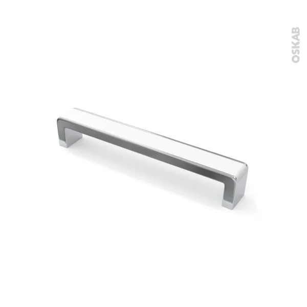 Livraison gratuite Non Existant Poignée De Meuble De Cuisine N°6 Chromé Insert Blanc, 16,8 Cm, Entraxe 160 Mm, SOKLEO 1