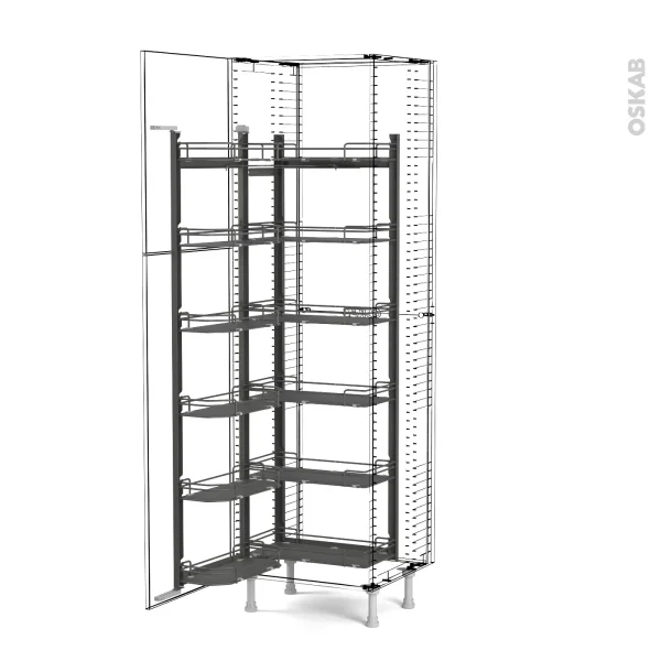 magasin Non Existant SOKLEO Rangement Armoire Ouvrant 12 Paniers Plateaux, L60xH195 EPOXY Anthracite 3