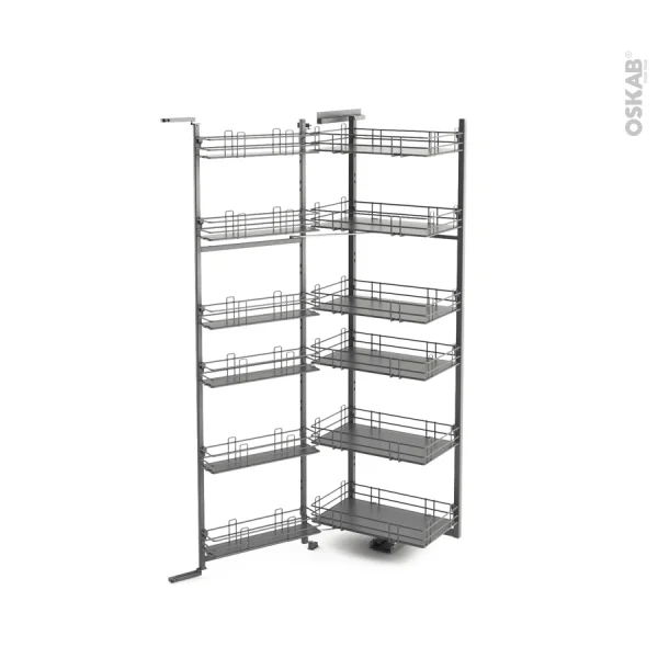 magasin Non Existant SOKLEO Rangement Armoire Ouvrant 12 Paniers Plateaux, L60xH195 EPOXY Anthracite 1