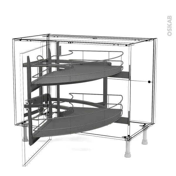 soldes pas cher Non Existant SOKLEO Rangement Angle Bas Demi-lune Coulissant Epoxy Anthracite, Porte 60, Tirant Gauche 4
